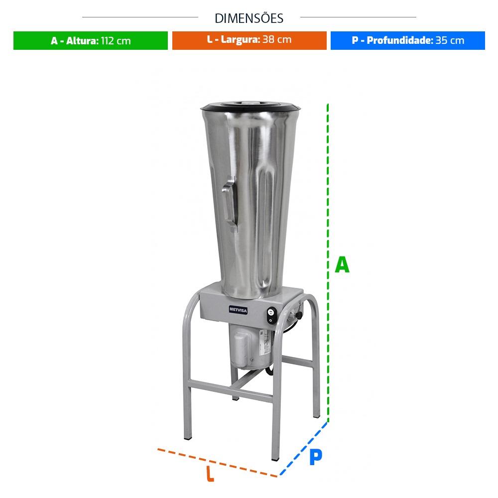 Liquidificador De Baixa Rotação Industrial Basculante 25 Litros 1,5 CV LQL.25 220V - Metvisa