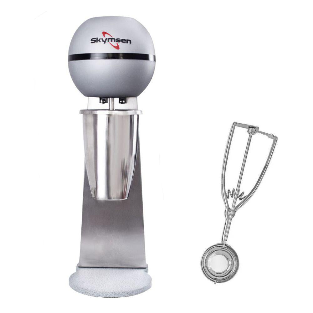 Batedor de Milk Shake Profissional Inox 1 Copo 0,8L BMS-N 220V Skymsen + Concha de Sorvete Extrator