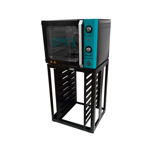 Forno Turbo Convector Smart Preto e Azul Turquesa FCSB4E 220v + Bancada CFCS Preto - Venâncio