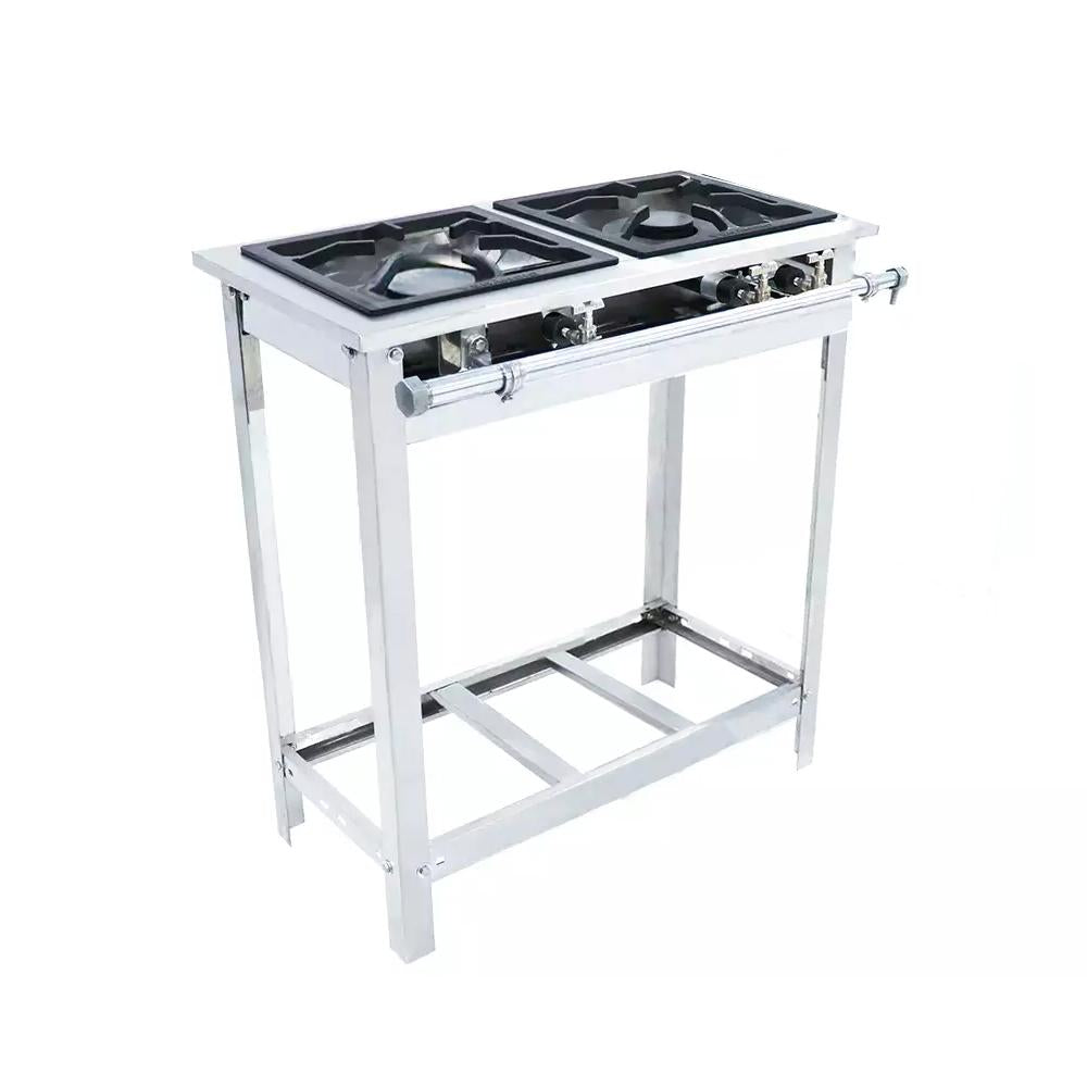 Fogão a Gás 2 Bocas 1 Simples 1 Dupla Extra Inox Cozinha Industrial Com Espera Forno EI2 – Venâncio