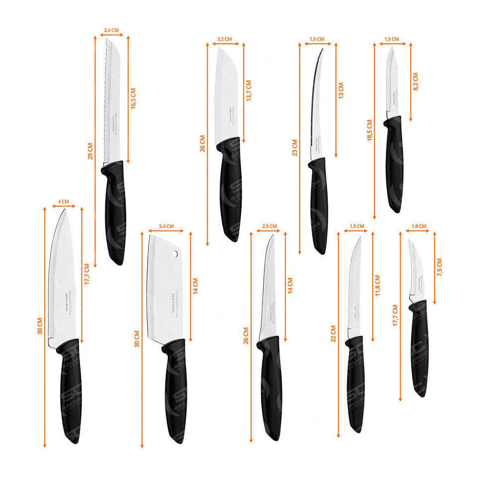 Kit Faqueiro Premium 3 Peças + 1 Faqueiro 9 Peças Plenus Preto - Tramontina