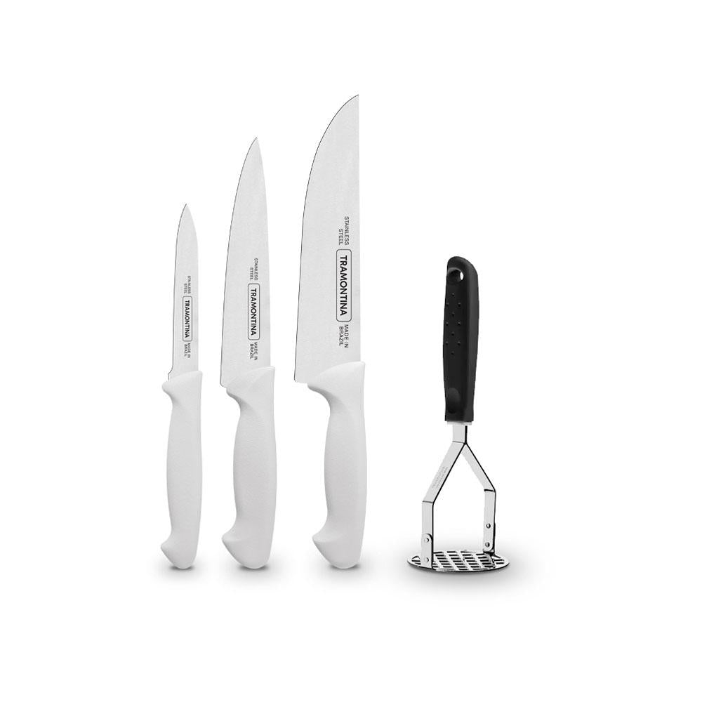 Kit - Faqueiro Premium 3 Peças + 1 Amassador de Batata e Feijão - Tramontina