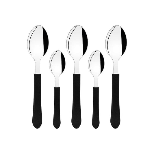 Conjunto Chá e Sobremesa Leme 108 Peças Lâminas Aço Inox Cabo Preto Pbag - Tramontina