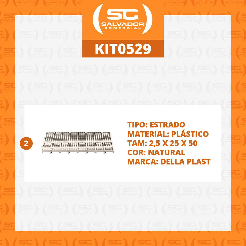 Conjunto Estrado Piso Plástico 2 Unidades 2,5x25x50 Natural - Della Plast