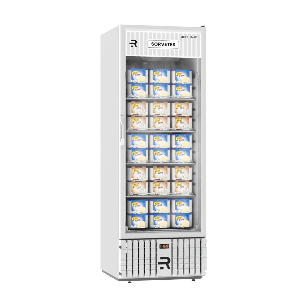 Freezer Vertical Branco 570 Litros Porta De Vidro Aquecida Ar Forçado -22ºC VCS570PVBB 220V - Refrimate
