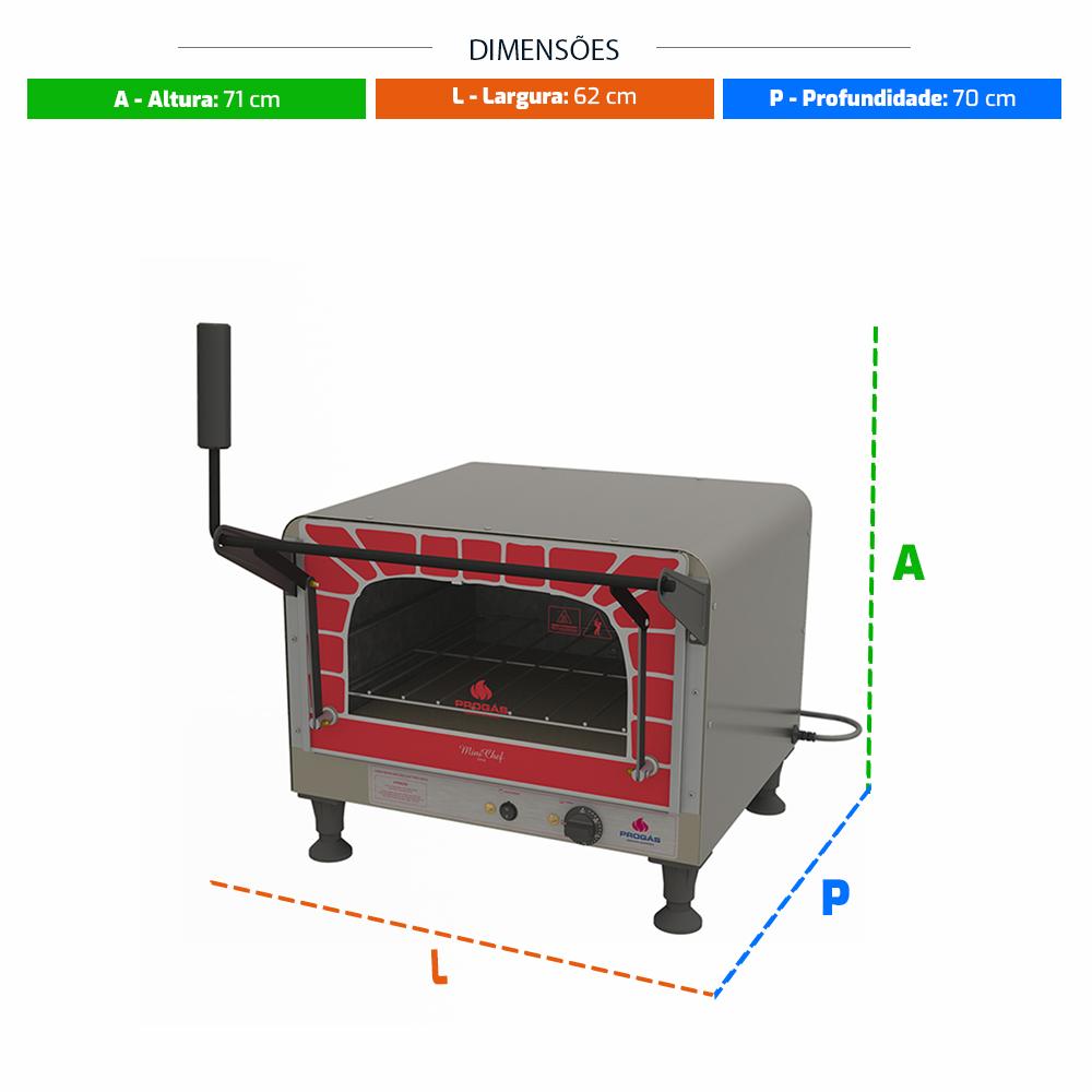 Kit - Forno Assador Refratário Elétrico PRPE-400 220V Mini Chef + Grade Extra - Progás