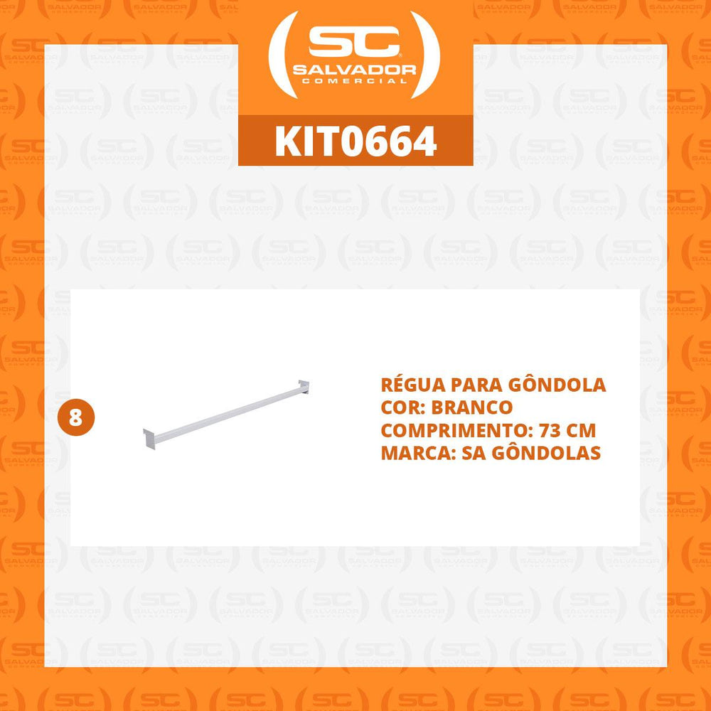 Kit 8 Réguas Para Ponta de Gôndola 73cm - SA Gôndolas