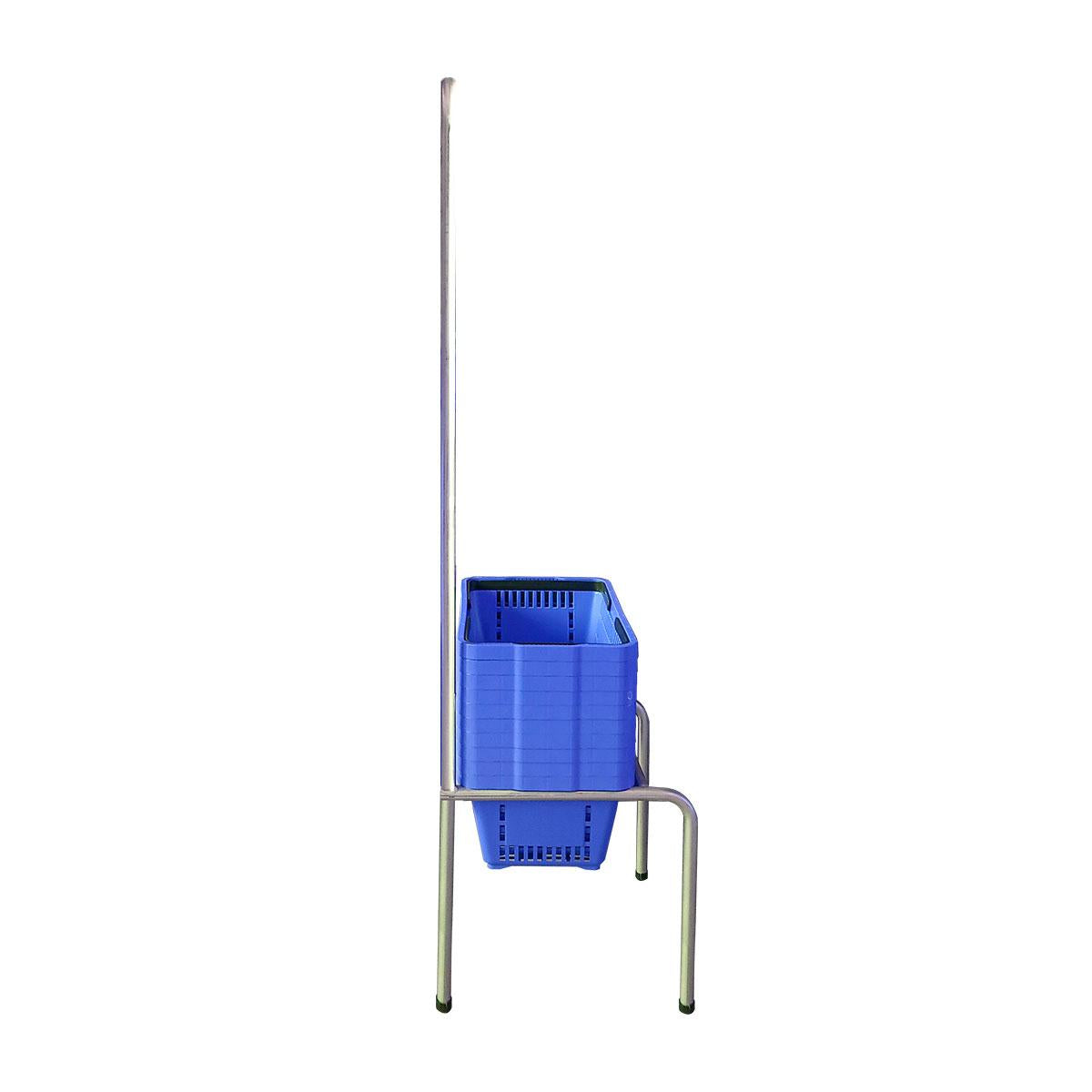 Kit - Suporte Para Cestos de Compras Simples + 10 Cestos D100 Azul