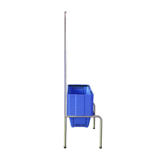 Kit - Suporte Para Cestos de Compras Simples + 10 Cestos D100 Azul