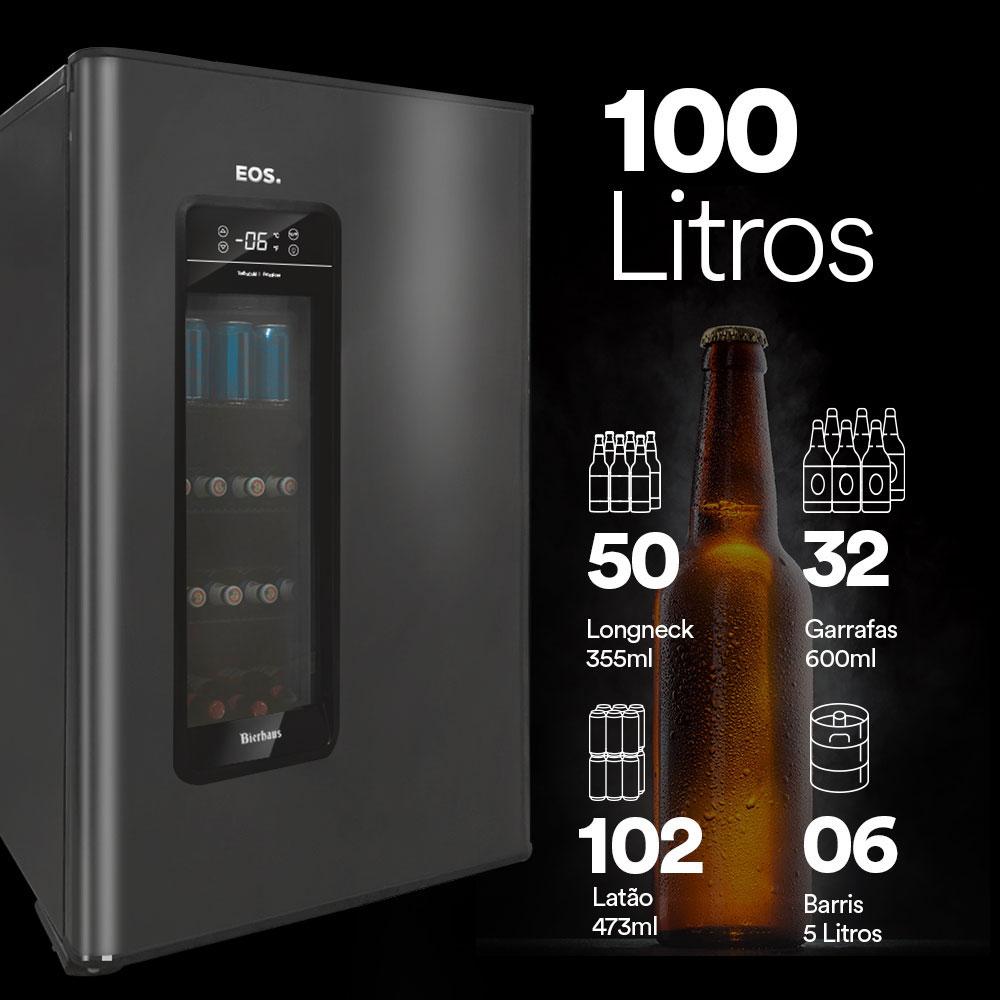 Visa Cooler Cervejeira Doméstica Porta Inox Frost Free -6 a 5 ºC 100L ECE110 Bierhaus 127V - EOS