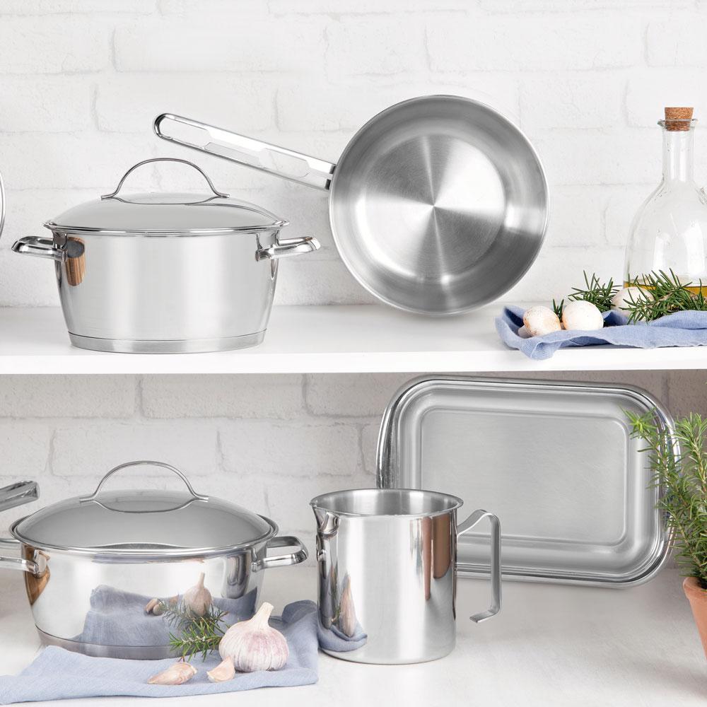 Jogo de Panelas Allegra Aço Inox Fundo Triplo Tampas de Inox 7 Peças - Tramontina 65650170