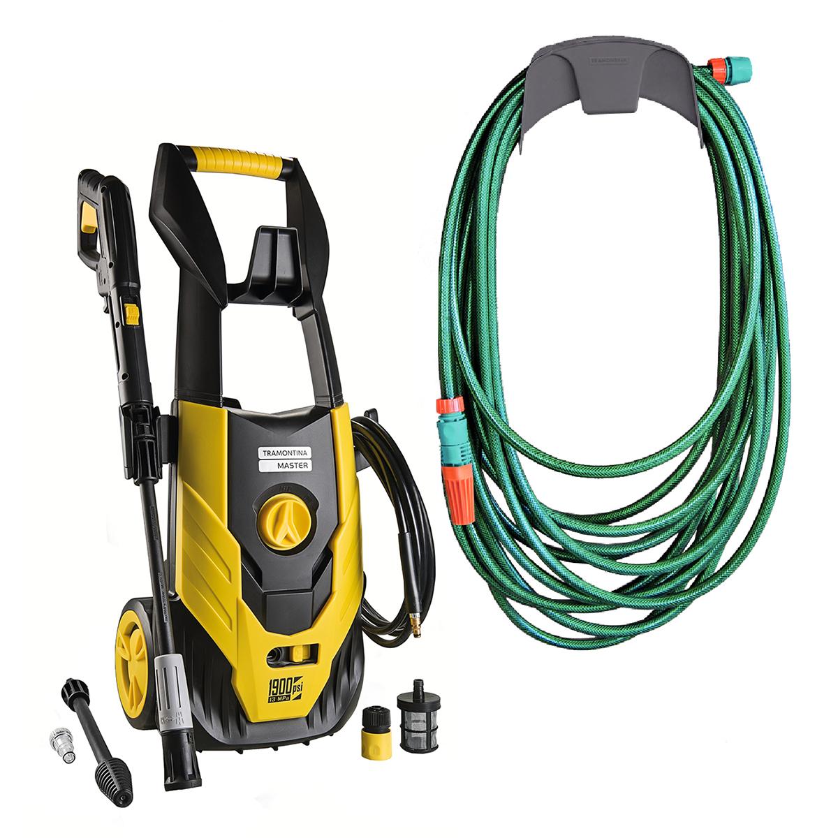 Lavadora Lava Jato Alta Pressão 1800w 127v + Mangueira Verde Pvc 15m Com Acessórios - Tramontina