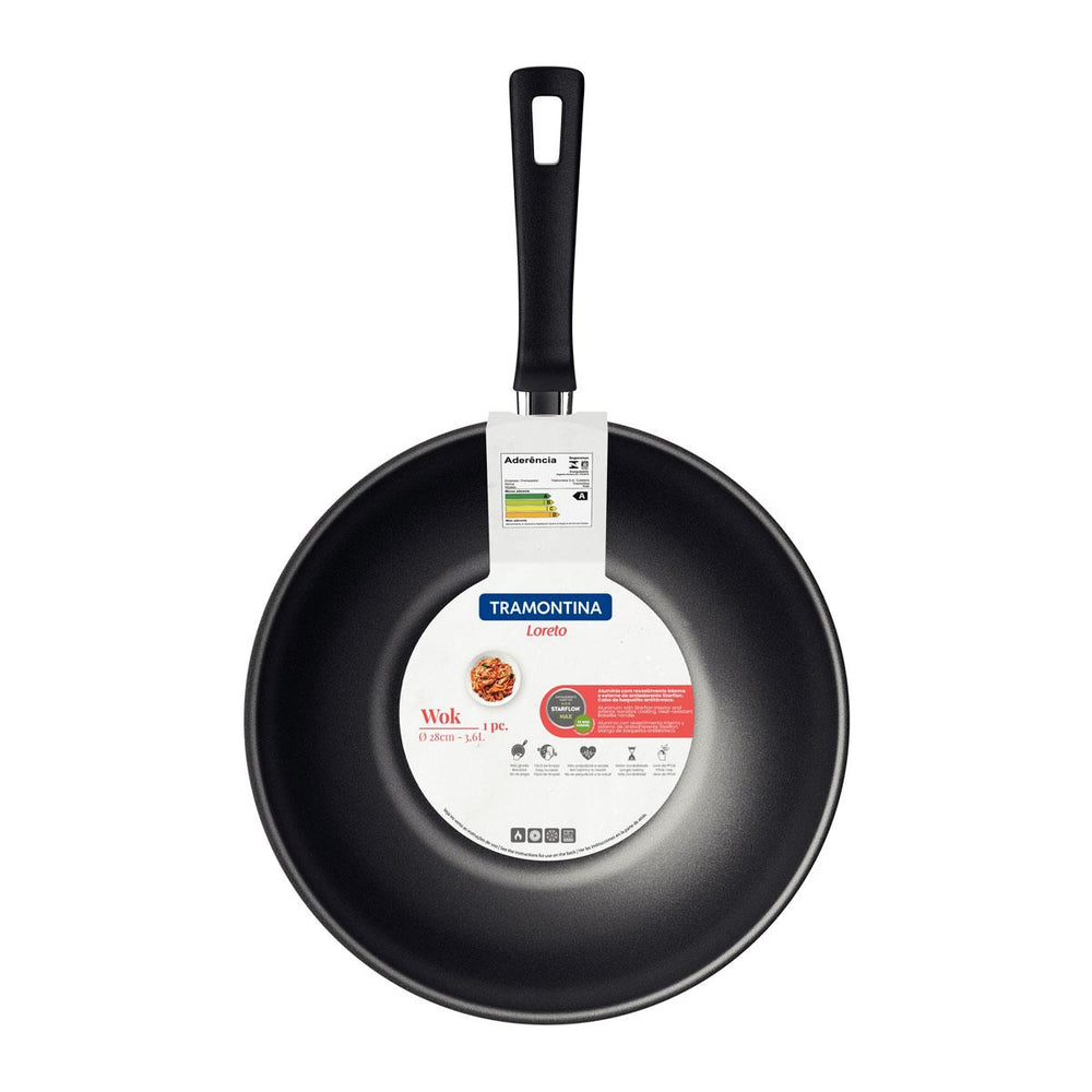 Panela Wok Loreto Em Alumínio Antiaderente Starflon Grafite 28 Cm 3,6 L - Tramontina 20395028