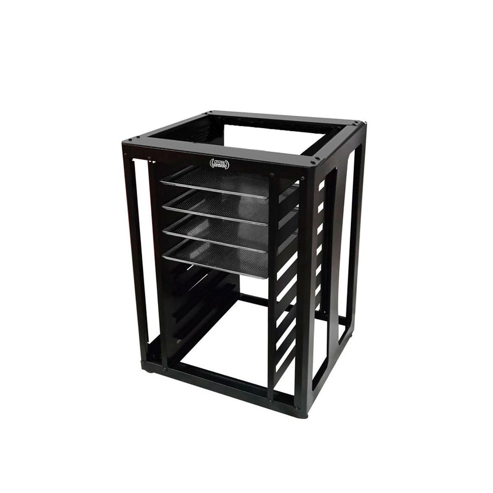 Kit Mesa Bancada Cavalete de Apoio 8 Níveis CFCS Preto + 4 Assadeiras 35x35 - Venâncio