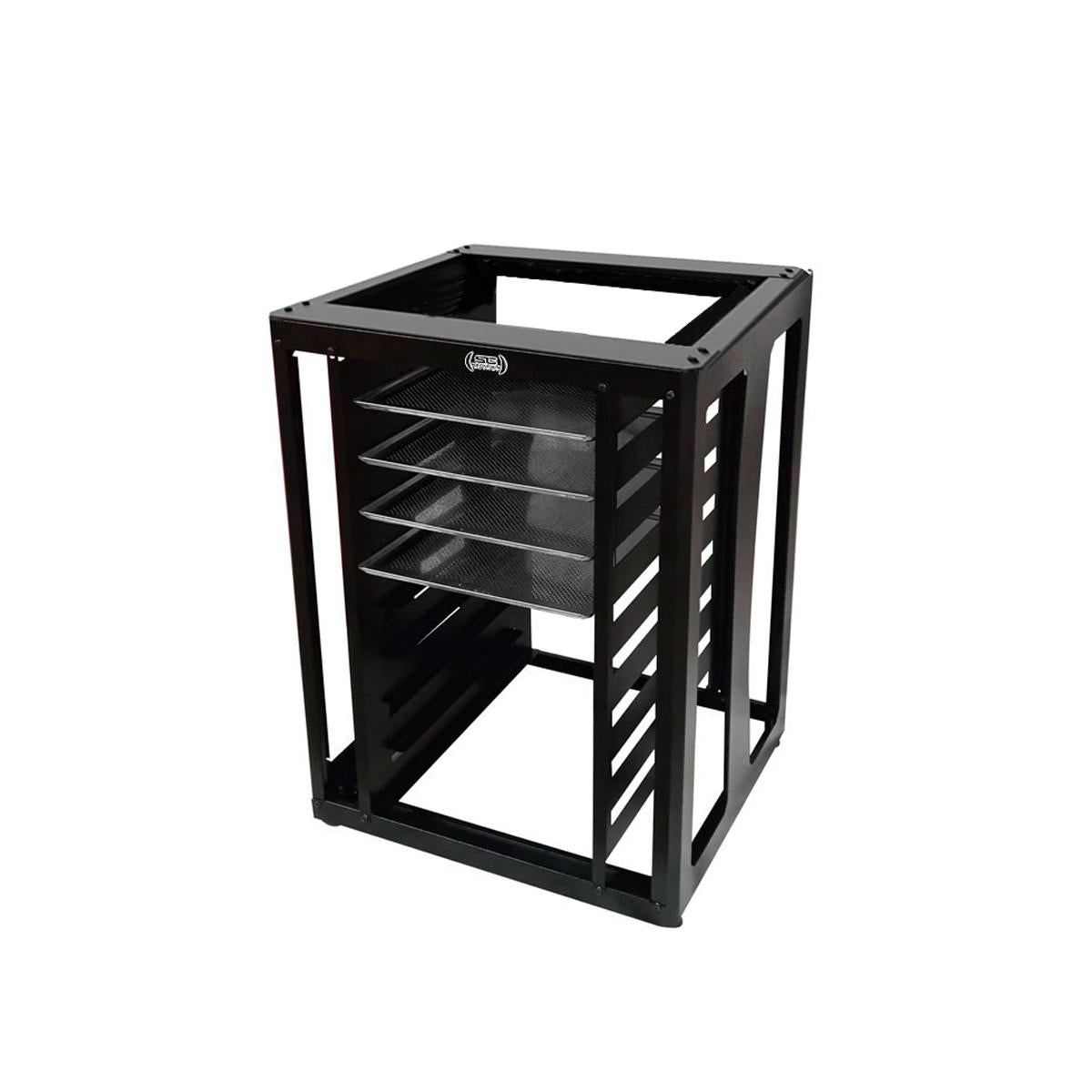 KIT - Mesa Bancada Cavalete de Apoio 8 Níveis CFCS Preto + 4 Assadeiras 35x35 - Venâncio