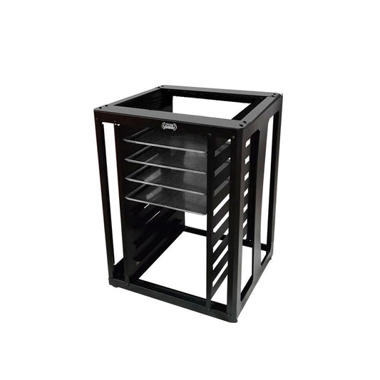 KIT - Mesa Bancada Cavalete de Apoio 8 Níveis CFCS Preto + 4 Assadeiras 35x35 - Venâncio