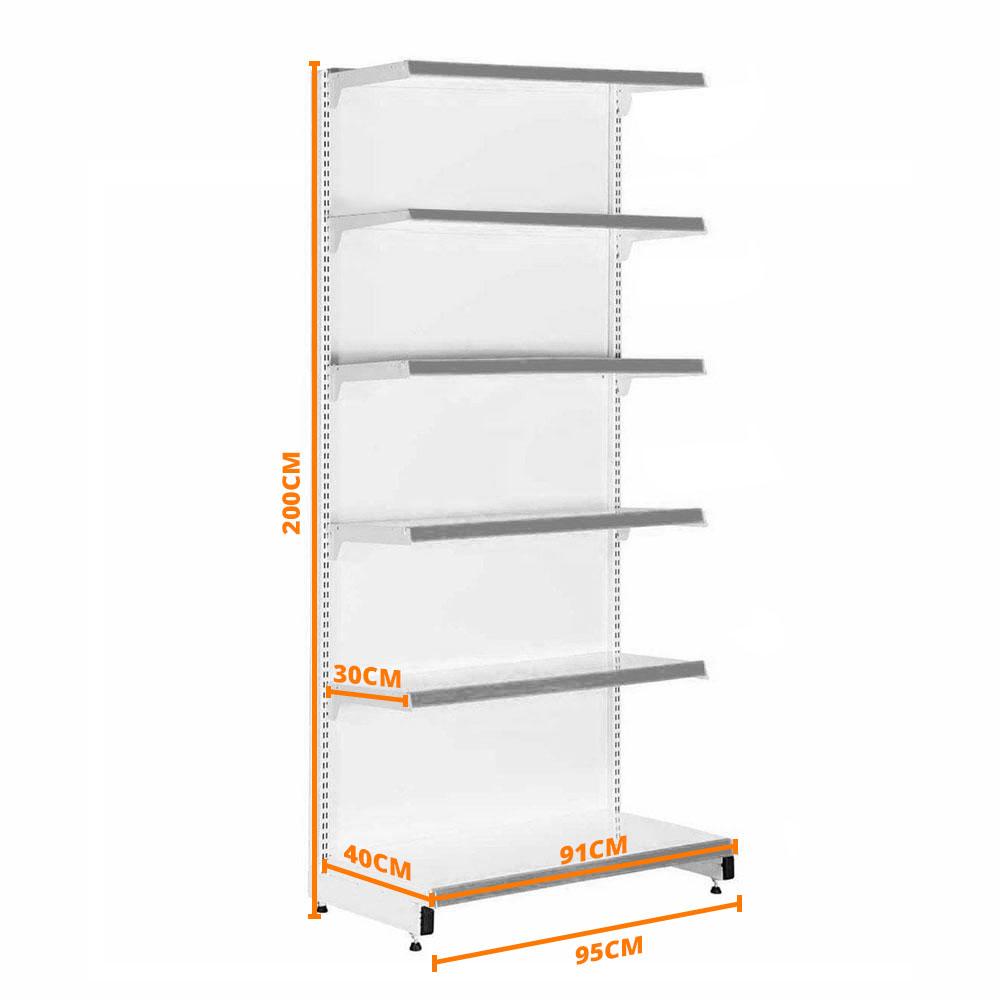 Gôndola Prateleira 6 Níveis 40x30 New Plus 2,00 Parede Inicial Pe Azul - Sa Gôndolas