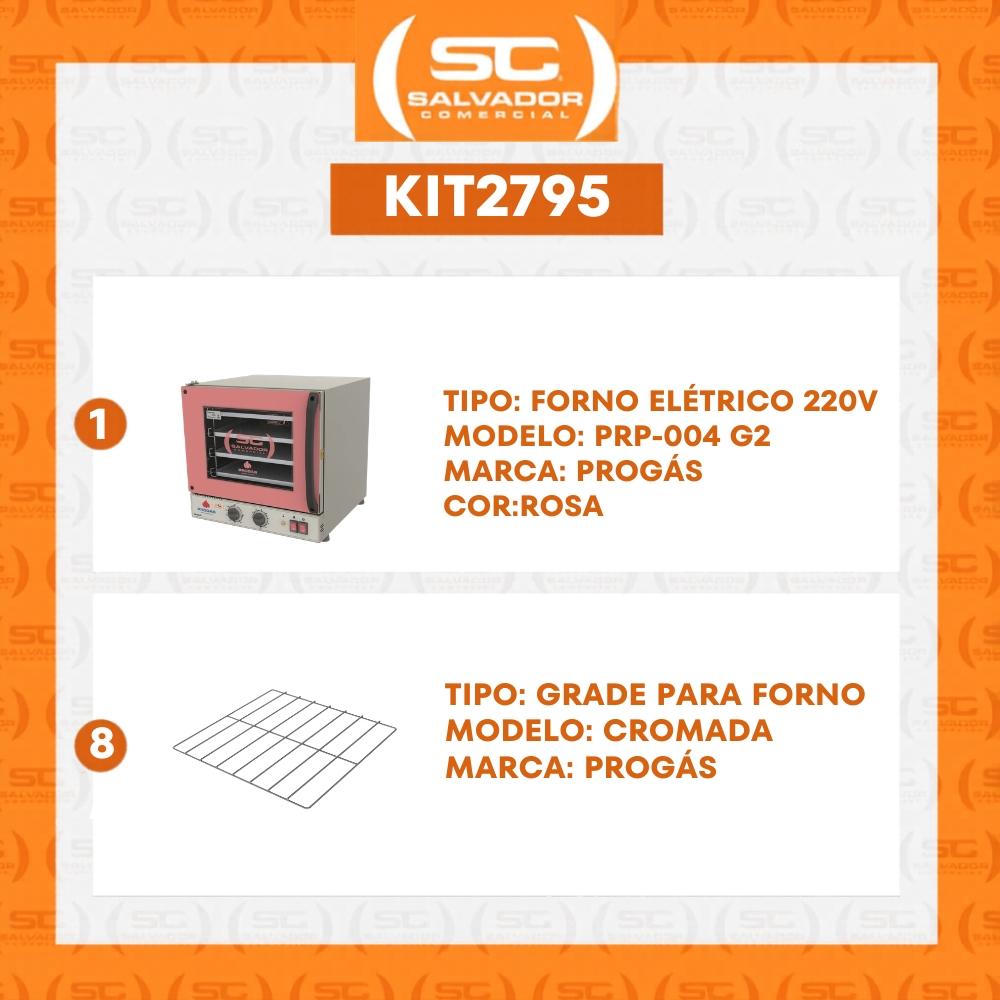 Kit Forno Turbo Elétrico Profissional Analogico Prp-004 g2 220v Rosa + 8 Grades - Progás