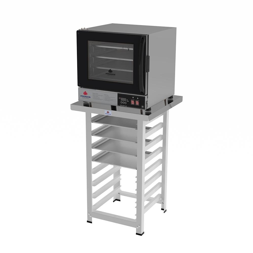 Kit Forno Turbo Elétrico PRP-004 Plus 220V Preto + Bancada MES-004 Progás + 4 Assadeiras Cimapi