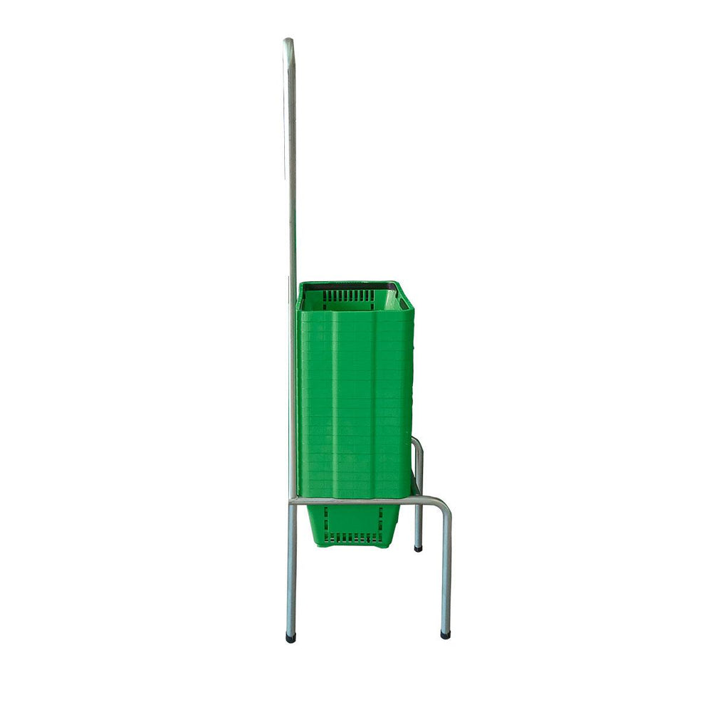 Kit Suporte Para Cestos De Compras Simples + 20 Cestos D100 Verde