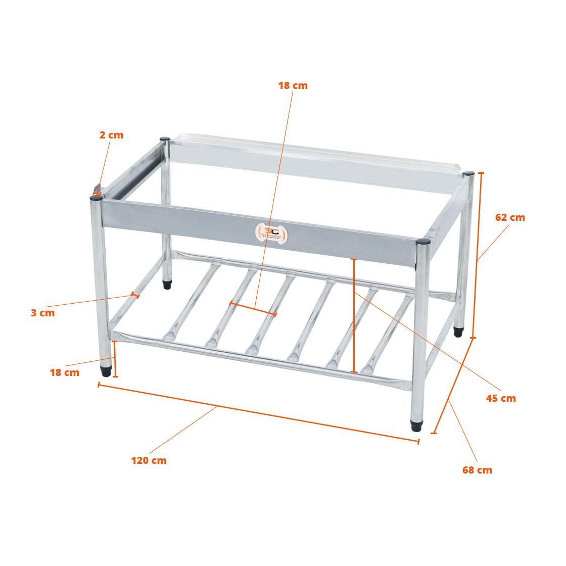 Cavalete de Apoio Inox Chapa Char Broiler Americana Cg120 Cgg120 Mod Cecgp120 - Venâncio