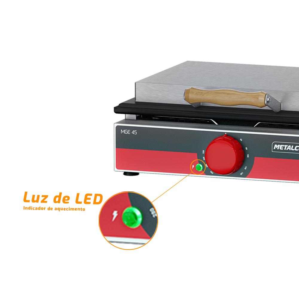 Chapa Sanduicheira Elétrica Com Prensa Profissional Grill Lisa MGE 45 220V - Metalcubas 24228