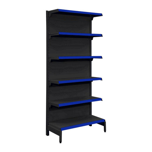 Gôndola Prateleira Preta 6 Níveis 40x30 New Plus 2,00 Parede Inicial pe Azul - Sa Gôndolas