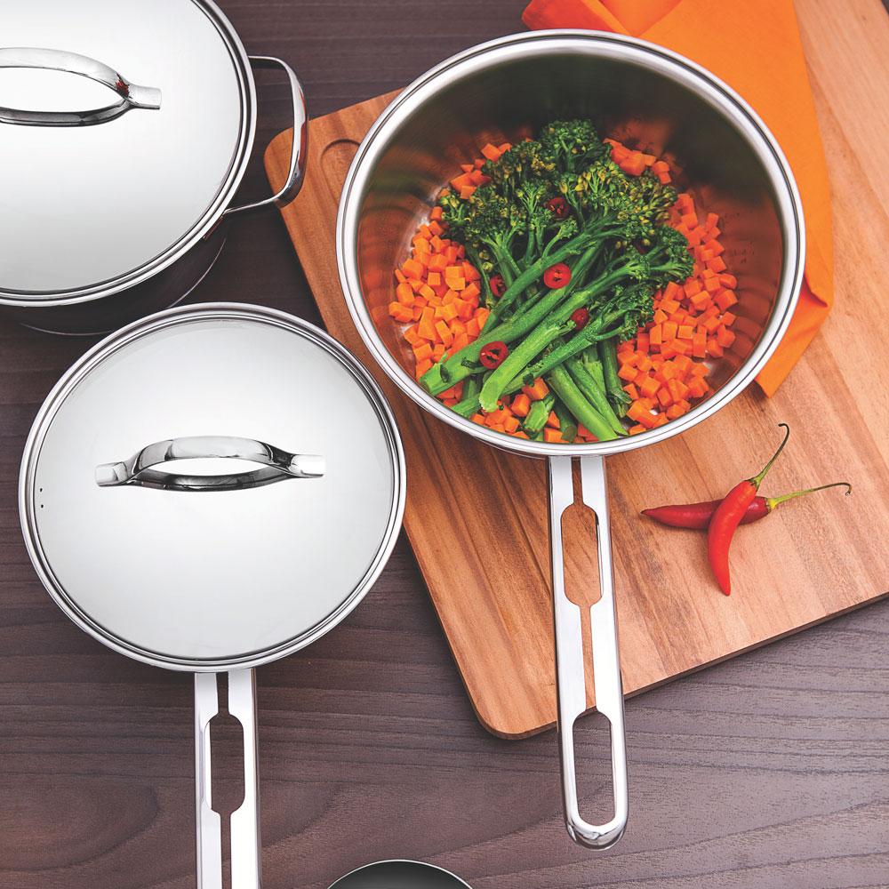 Panela Caldeirão com Cabo Allegra Aço Inox Fundo Triplo 16 cm 2,1L PITA8 - Tramontina 62657160