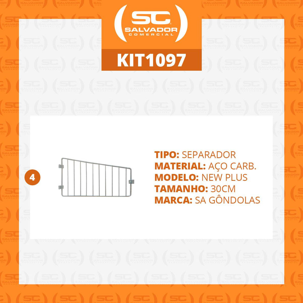 Kit 4 Divisórias Para Cestos 30cm Branco New Plus - SA Gôndolas