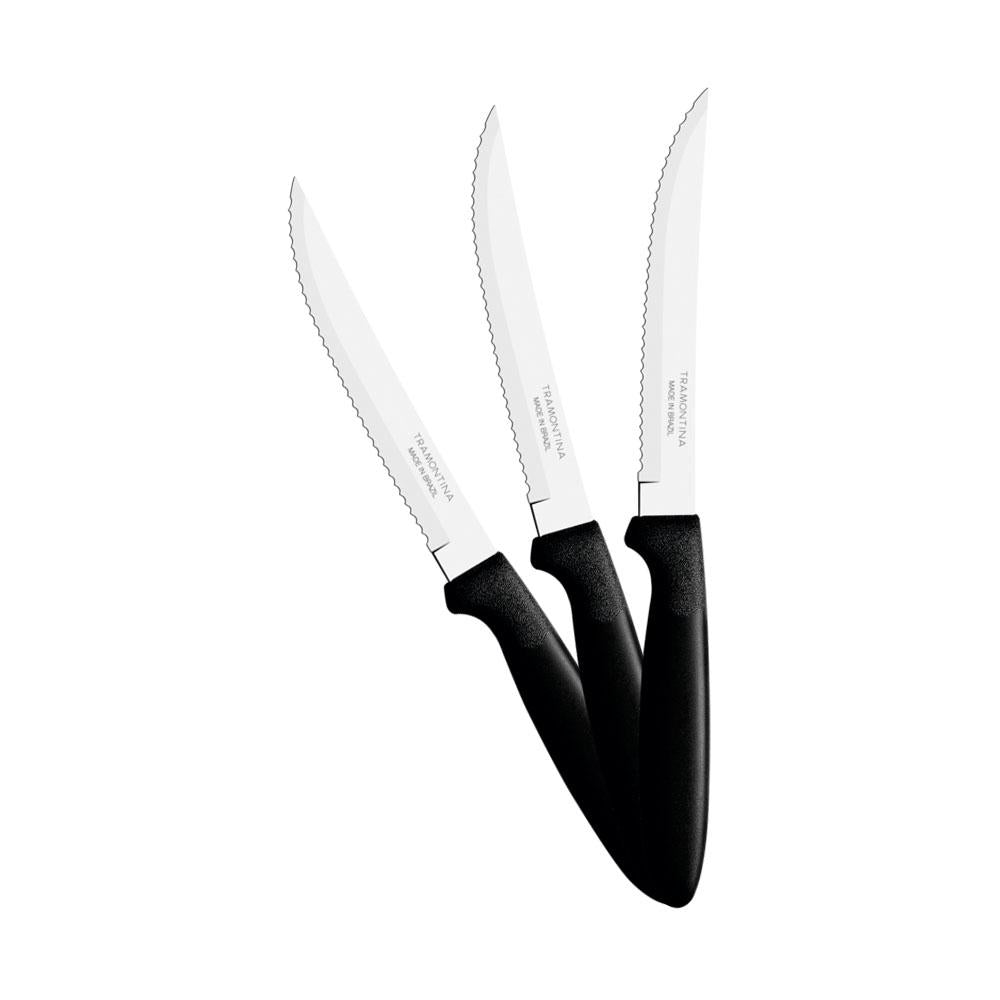 Kit 12 Facas para Churrasco Ipanema Com Lâmina em Aço Inox Cabo Preto FPTOP - Tramontina