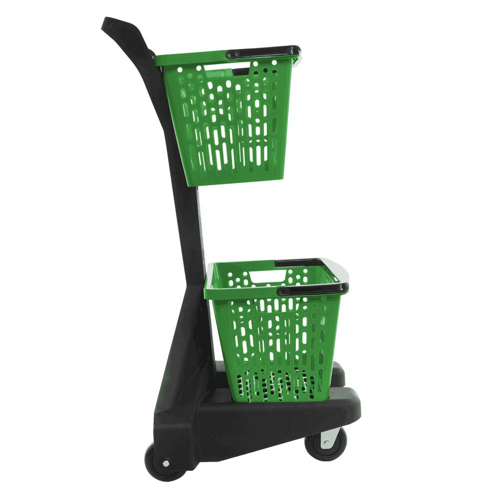 Carrinho de Compras Preto Com Cestos D-500 12kg Removíveis Verde - Dellaplast