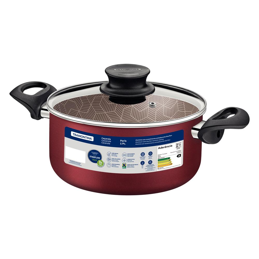 Caçarola Paris Alumínio Antiaderente Starflon Max Vermelho 28cm 8l Patv5 - Tramontina 28524728