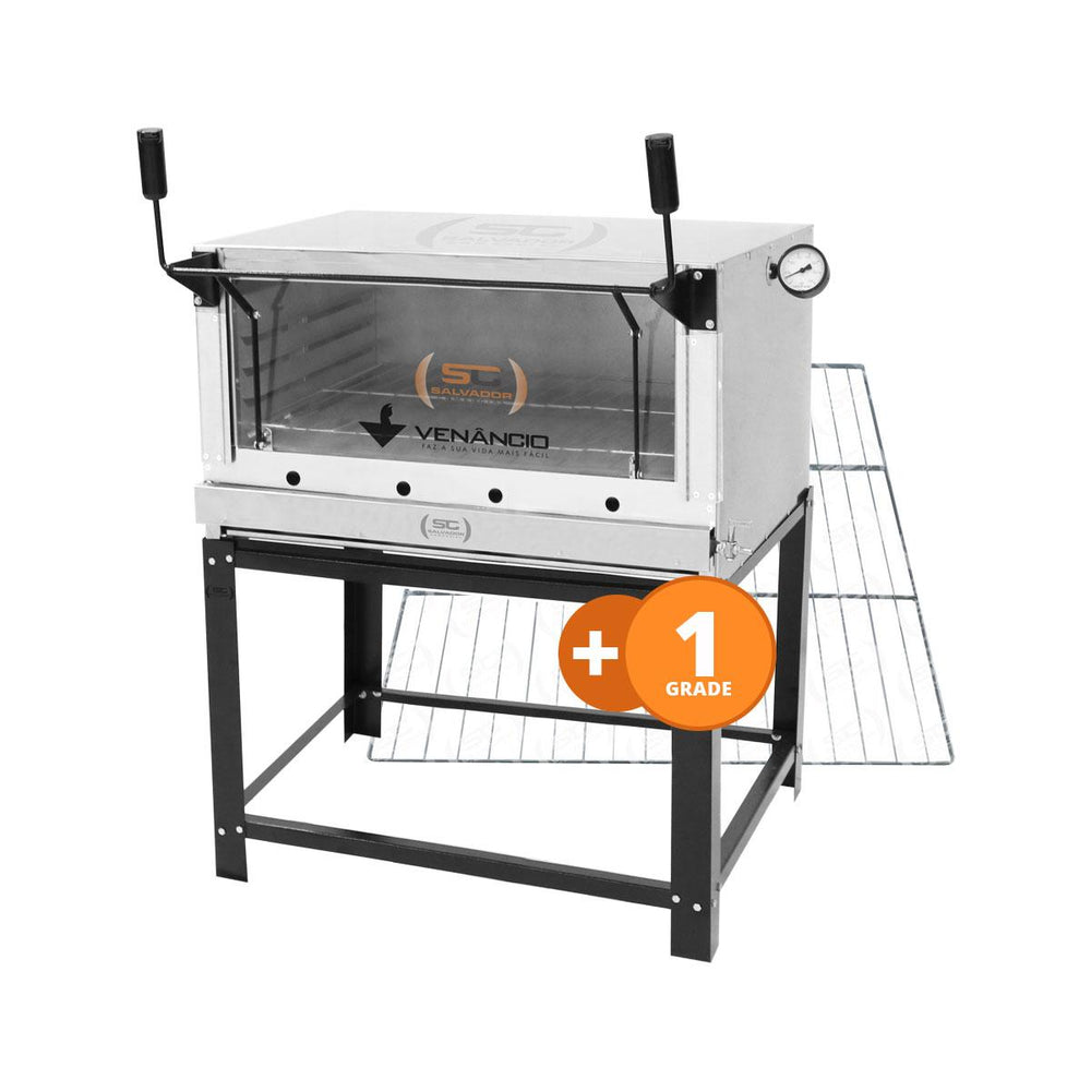Kit Forno De Lastro a Gás Refratário Roma Inox FIRI90 + Grade Extra - Venâncio
