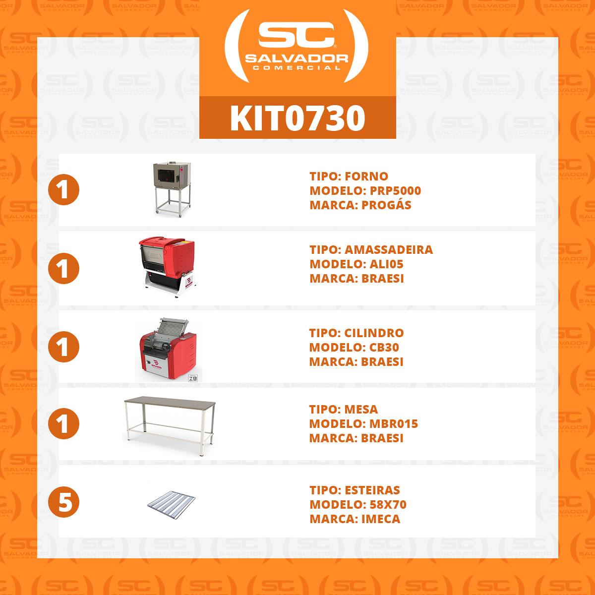 Kit Padaria - Forno Prp5000 + 5 Esteiras + Mesa Mbr015 + Amassadeira Ali05 + Cilindro Cb30 - Bivolt