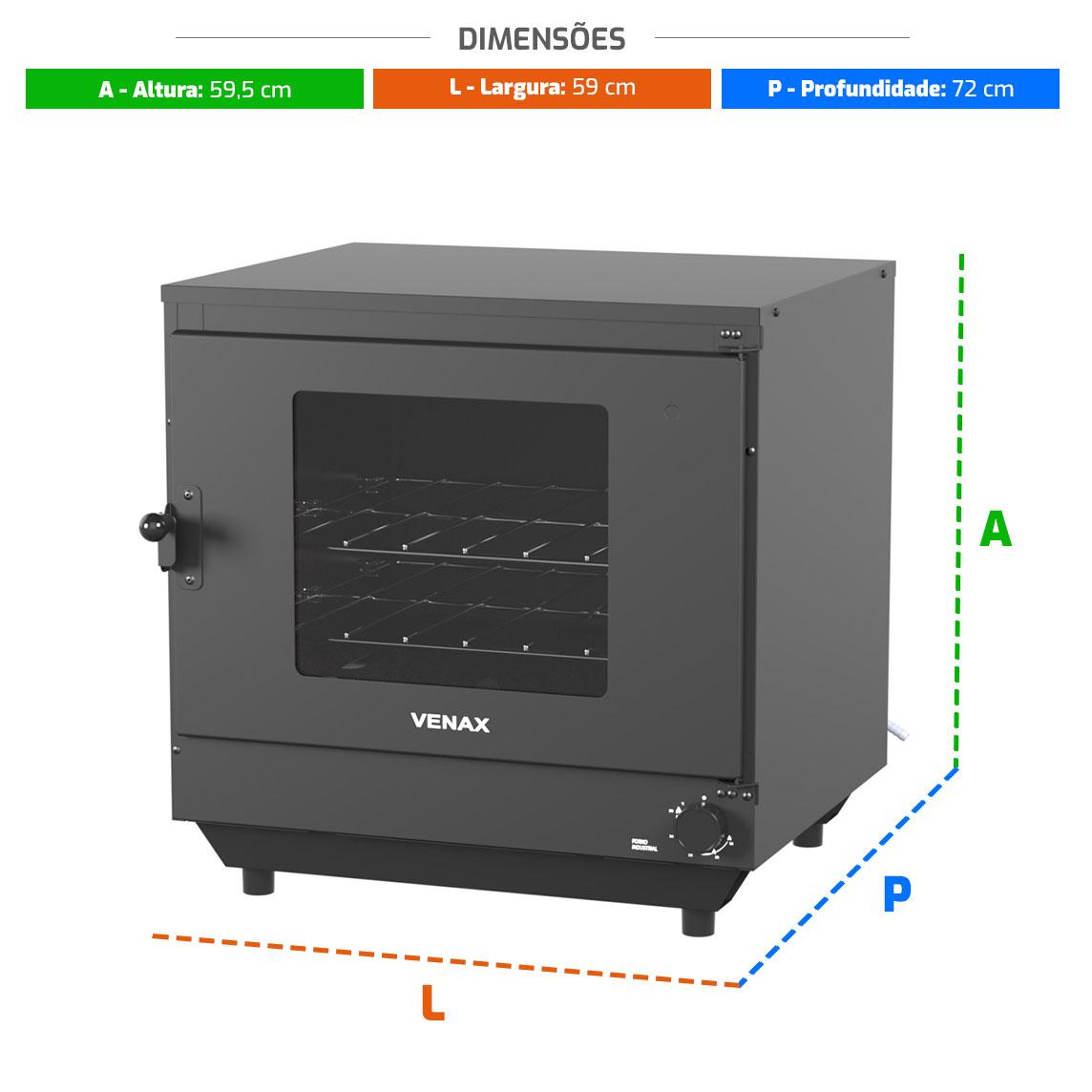 Forno Industrial FI 109L de Bancada Preto Interno Esmaltado Gás GLP FI109SB - Venax 9727