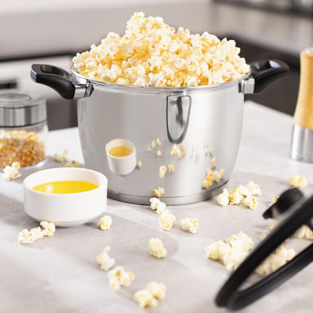 Pipoqueira Allegra Aço Inox Fundo Triplo e Tampa de Vidro 22cm 5,6l - Tramontina 62658220