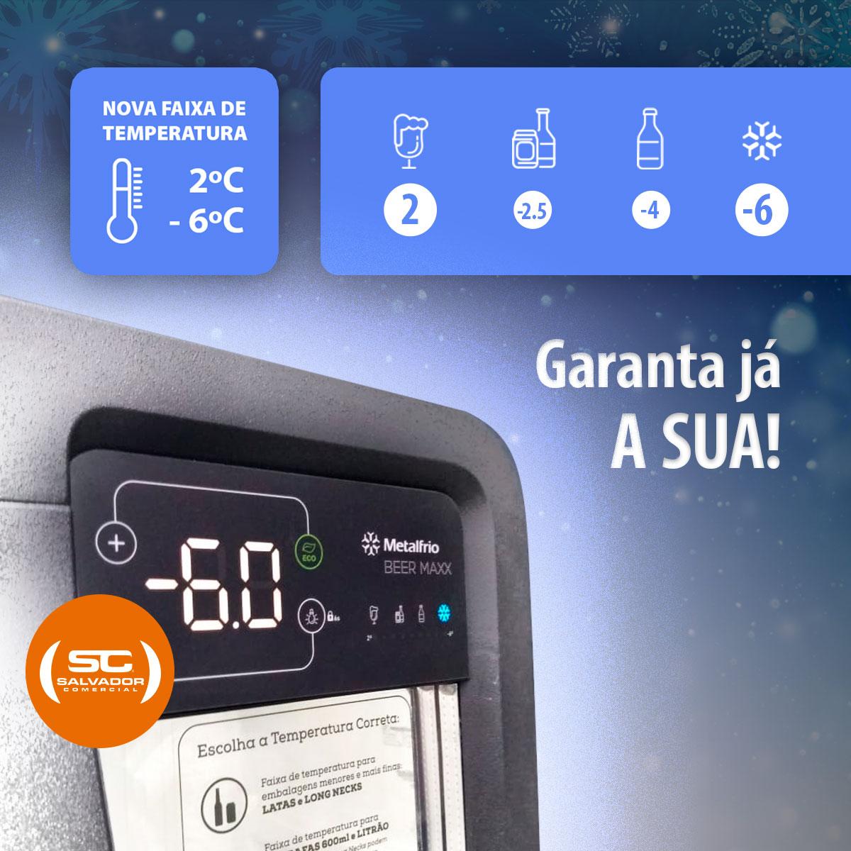 Cervejeira Expositora Visa Cooler Beer Maxx 250 Residencial Porta Inox 228/264 Lts VN25TP - Metalfrio 220V