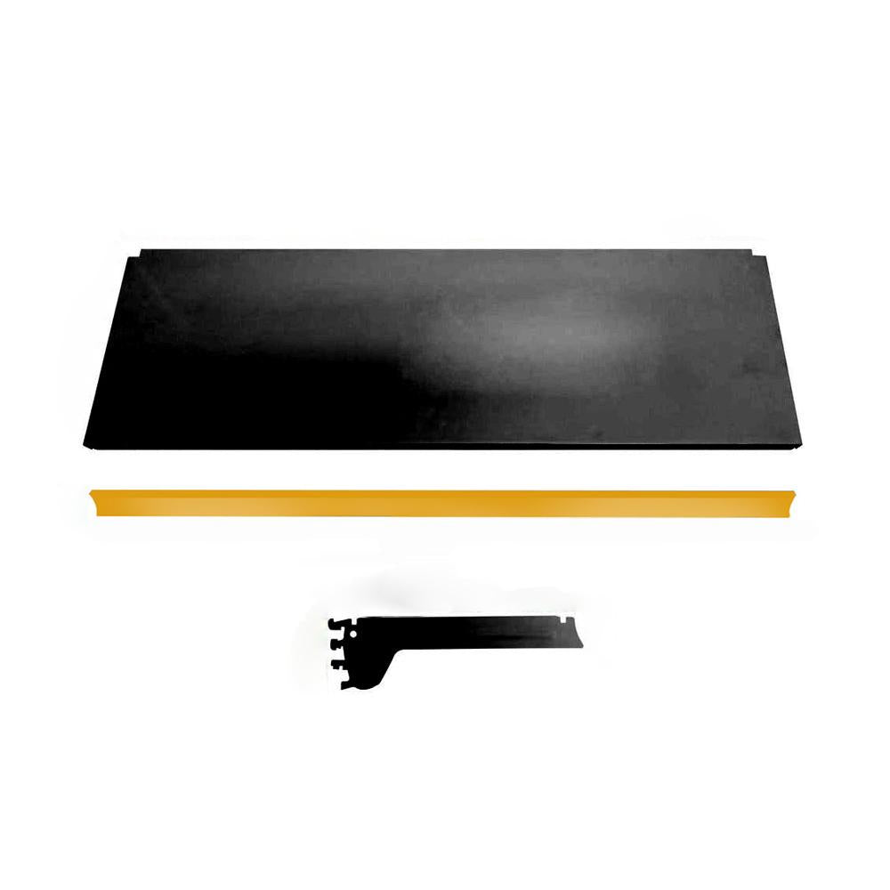 Bandeja Prateleira Ponta 30x73 Gôndolas New Plus Preto Porta Etiqueta Amarelo - SA Gôndolas