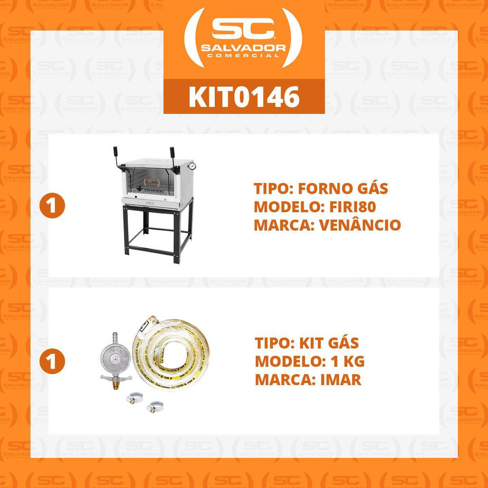 Kit Forno De Lastro a Gás Refratário Roma Inox FIRI80 + Kit Gás - Venâncio