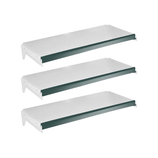 Kit 3 Bandejas Prateleiras Ponta 30x73 para Gôndolas New Plus com Porta Etiqueta Verde - SA Gôndolas