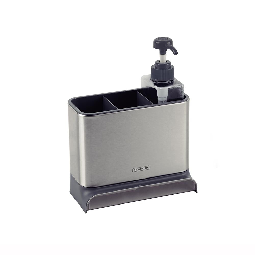 Organizador de Pia Porta Detergente e Esponja Plurale Plástico e Aço Inox - Tramontina 61537140