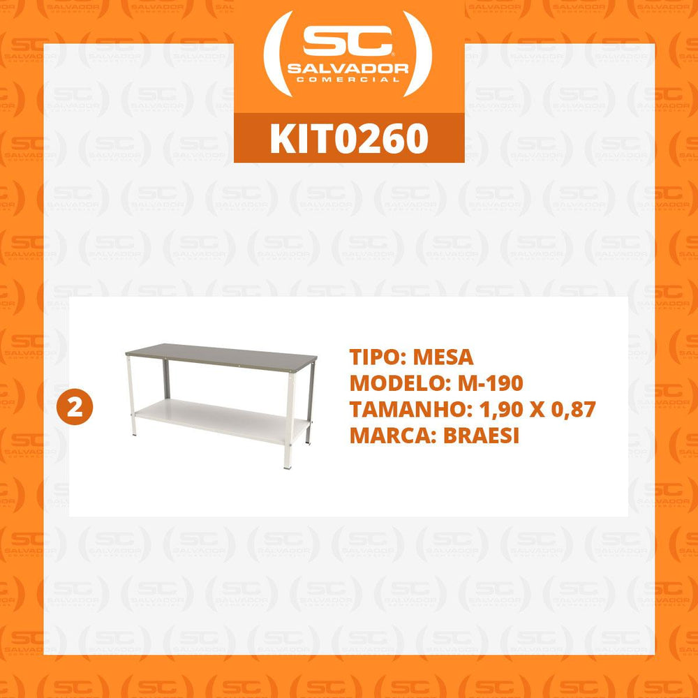 Kit 2 Mesas Bancadas De Apoio Desmontável 90x87x190cm M190 – Braesi