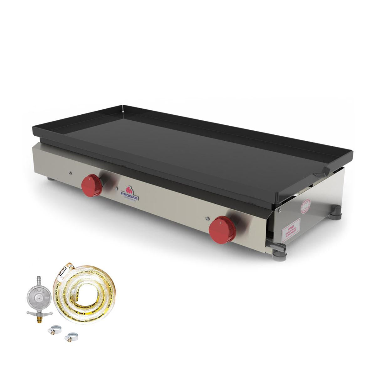 Kit - Chapa Bifeteira Lanche Gás Inox 75 Cm Pr-750g + Kit Gás - Progás