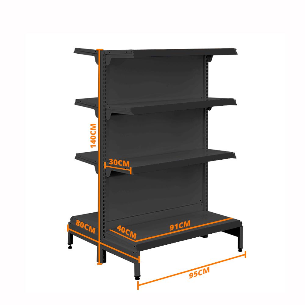 Gôndola Prateleira Preta New Plus 1,40 Central Inicial GCI - Sa Gôndolas Porta Etiquetas Preto