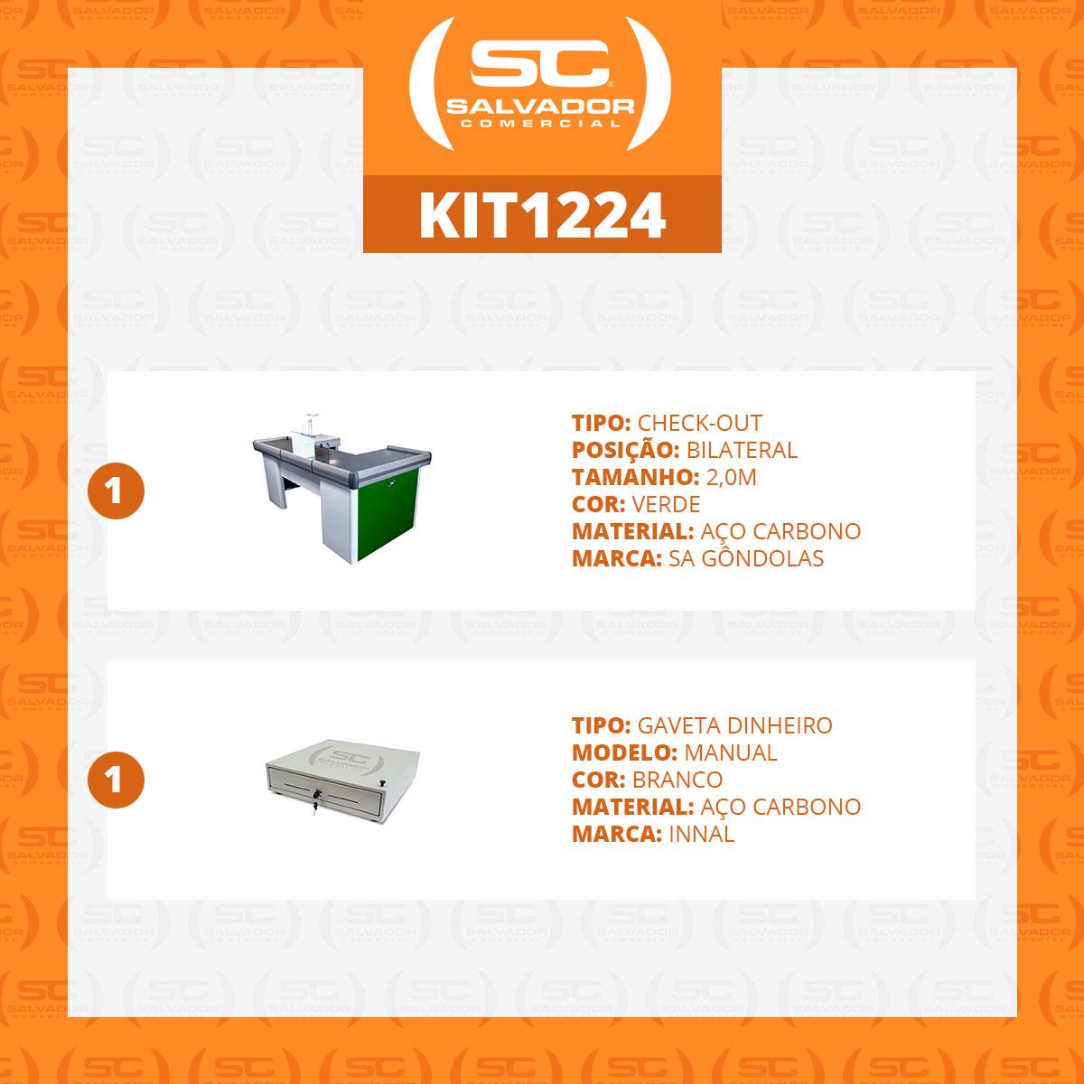 Kit - Caixa Supermercado Empacotador Check-out 2m Recorte + Caixa Dinheiro Manual Verde