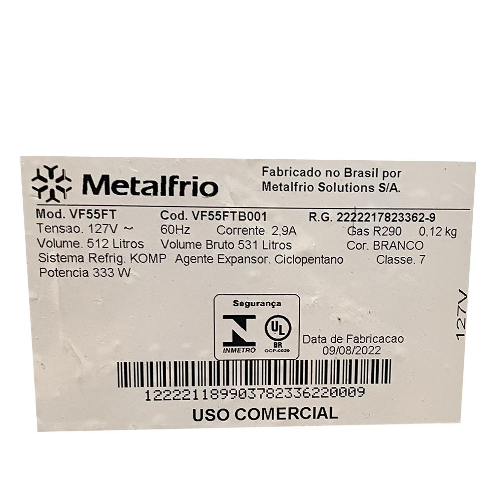 SEMINOVO - Freezer Conservador Vertical Tripla Ação Porta Com Visor 512 Litros VF55FT 127V - Metalfrio