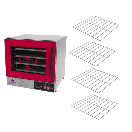 Kit Forno Turbo Elétrico Profissional Digital PRP-004 Plus 220V Vermelho + 4 Grades - Progás