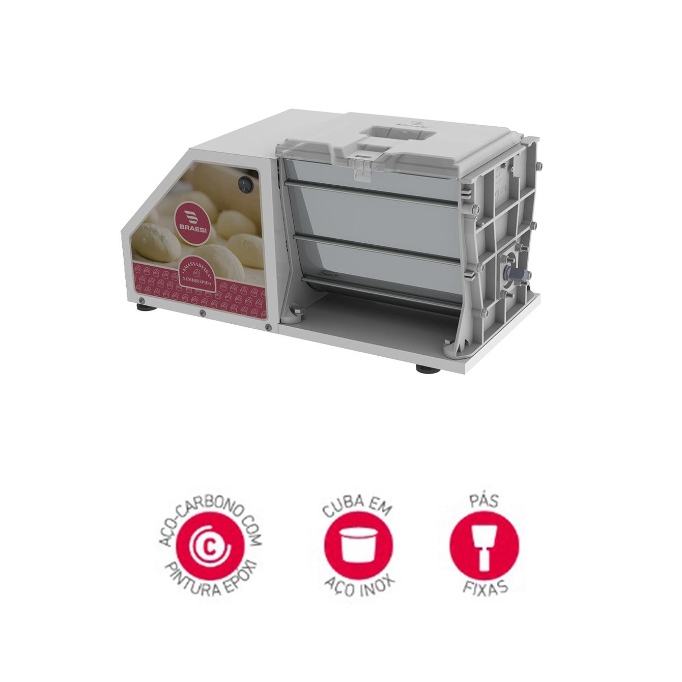 Amassadeira Masseira Compacta Profissional Semirrápida 3kg Cuba Inox Ali-03 g2  - Braesi 127v