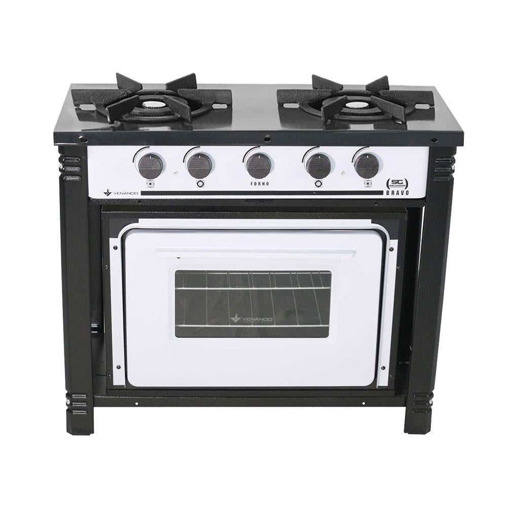 Fogão Industrial 2 Bocas Duplas a Gás com Forno Bravo Branco BR2BF – Venâncio