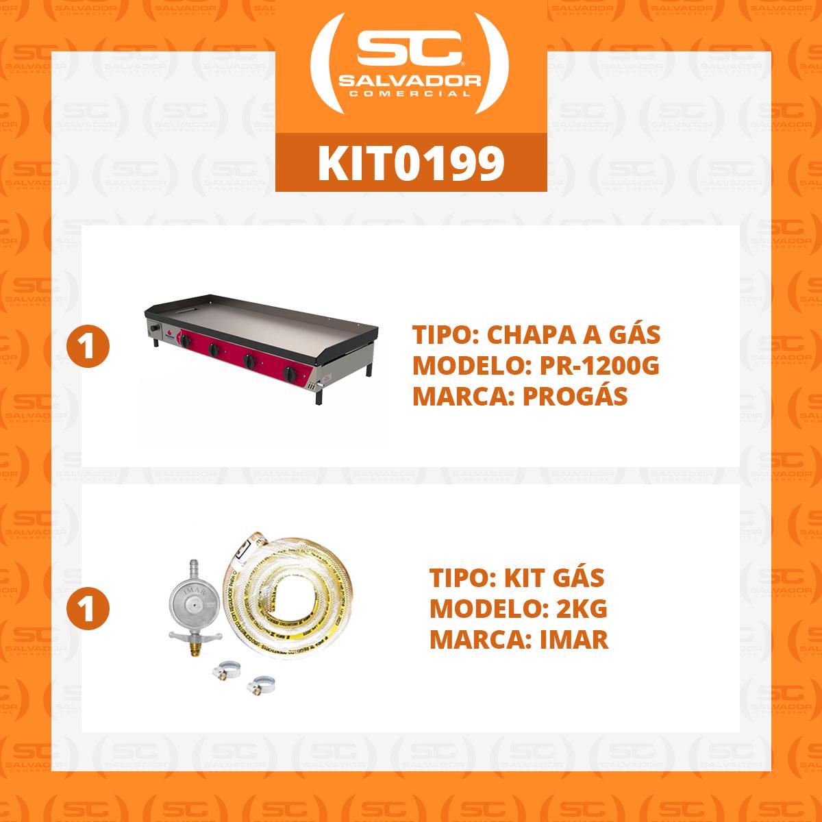 Kit - Chapa Bifeteira a Gás Pr-1200g + Kit Gás - Progás